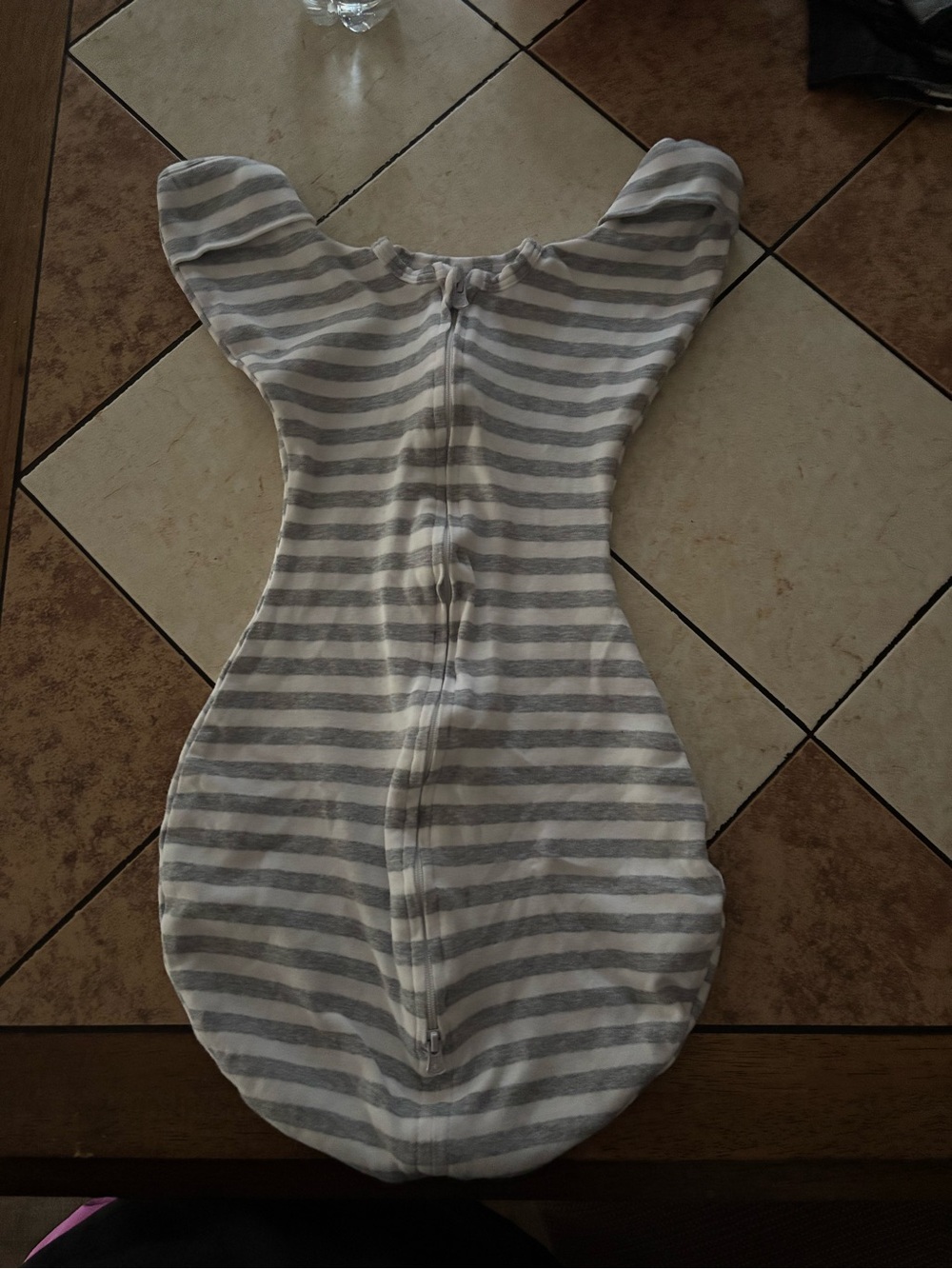 Swaddle Designs gray and white striped transitional baby swaddle
